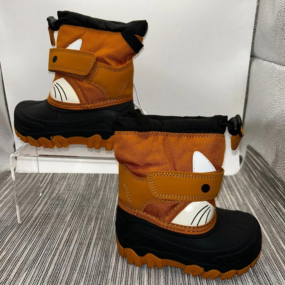 Cat & Jack Toddler Boys Bernardo Fox Snow Boots Tan Black Orange Size 7 NWT
